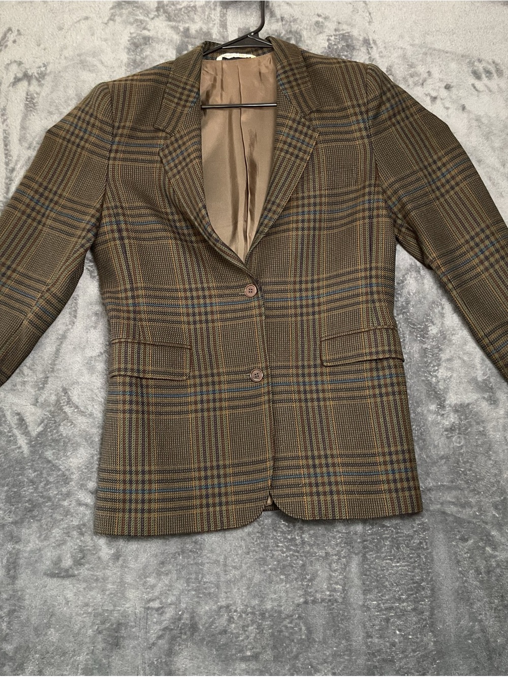 MaxMara Blazer Women’s 10 Tailored Brown Plaid Two-Button Jacket